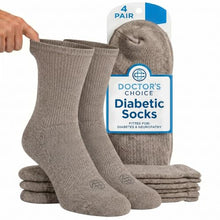 Load image into Gallery viewer, Doctor's Choice Diabetic Socks for Men, Seamless with Non Binding Top Neuropathy Socks, designed with Soft Stretch and Full Cushion for a Comfortable Fit, 10-13 Large, 4 Pairs (Tan)

