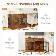 Load image into Gallery viewer, 44.5'' Dog Crate Furniture with Storage Dog Kennel w/2 Drawers, Heavy-Duty Wooden Dog House Indoor End Table Tv Stand with Charging Station Pet Cage for Small/Medium Dogs(Brown)
