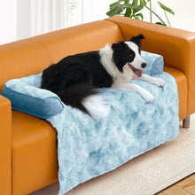 Load image into Gallery viewer, blunique Calming Large Dog Couch Bed, Waterproof Memory Foam with Durable Fluffy Fuzzy Mats, Washable Removable Cover Protector for Sofa, Bedside, Gift, 45 x 37 Inches, Tie-Dye Blue
