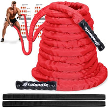 Load image into Gallery viewer, Brobantle Battle Rope 2 Inch Diameter,Red 30FT Exercise Workout Ropes for Home Gym Heavy Weighted Training Rope for Working Out
