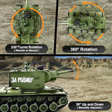 Load image into Gallery viewer, Supdex 1/18 Soviet Union KV2 RC Tank, 2.4G Army Model Toy with Smoke, Sound and Lights

