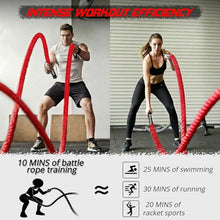 Load image into Gallery viewer, Battle Rope for Home Gym Workout - 1.5 Inch 30ft Heavy Weighted Training Exercise Ropes Fitness Equipment with Sleeve and Anchor Strap Kit for Outdoor Working Out - Red
