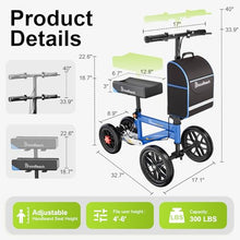 Load image into Gallery viewer, BlessReach All Terrain Steerable Knee Scooter Crutch Alternative，Deluxe Medical Scooter Double Handbrake,for Adults Injured Ankle &amp; Foot Recovery Scooter in Blue
