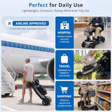 Load image into Gallery viewer, ScootNGo Foldable Mobility Scooter for Seniors &amp; Adults, Airline Approved, Lightweight 4 Wheel Electric Scooter, Portable Travel Scooter with Removable Battery, USB Port &amp; Rearview Mirrors
