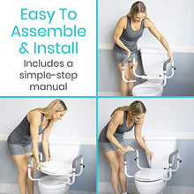 Load image into Gallery viewer, Vive Toilet Safety Rail - Adjustable Grab Bar - Compact Support Frame with Handrail for Bathroom Toilet Seat - Easy Installation for Handicap Senior Bariatrics, Elderly Balance - Padded Hand Armrest

