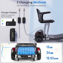 Load image into Gallery viewer, ScootNGo Foldable Mobility Scooter for Seniors &amp; Adults, Airline Approved, Lightweight 4 Wheel Electric Scooter, Portable Travel Scooter with Removable Battery, USB Port &amp; Rearview Mirrors
