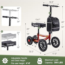 Load image into Gallery viewer, BlessReach Knee Scooter Walker for Adults Foot Injuries Ankle Surgery, Knee Scooters for Adult, Foldable Steerable with Dual Handbrake, Height Adjustable Handle &amp; Knee Pad, 300 lbs Capacity,Burgundy
