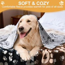 Load image into Gallery viewer, Gowyeg Premium Dog Blankets for Small Dogs &amp; Cat Flannel Blanket Washable, Soft Pet Throw Cover for Kennel Crate Bed, Cute Paw Pattern, 31x23 inch,Black/Grey/Brow
