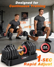 Load image into Gallery viewer, Rendpas Adjustable Dumbbells Set of 2, 1-Sec Adjustable Weights Dumbbells Set, 16 in 1 Free Dumbbell with Anti-Slip Texture Handle, Weight Set For Home Gym Suit both Men and Women (80LBS-Pair)
