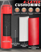 Load image into Gallery viewer, ASBRAVO Punching Bag for Adults, 4ft PU Heavy Boxing Bag Set 12OZ Gloves for MMA Muay Thai Kickboxing Training Home Gym, Martial Art (Unfilled)-Red
