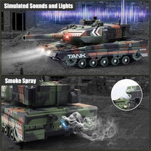 Load image into Gallery viewer, Hitish RC Tank - 2.4Ghz Remote Control Army Tank Toys with Auto Demo Sound Light Smoke -  Army Green
