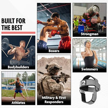 Load image into Gallery viewer, DMoose Fitness Neck Harness for Weight Lifting - Soft Padded Head &amp; Chin Strap with 30" Heavy Duty Steel Chain - Neck Exerciser, Trainer &amp; Strengthener to Support Injury Recovery (Grey)
