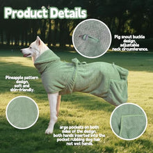Load image into Gallery viewer, Super Absorbent Dog Bathrobe Pineapple Soft Fast Drying Dogs Towel Robe Adjustable Drying Coat for After Bath with Hood (Pineapple Green, XX-Large)

