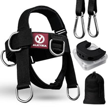 Load image into Gallery viewer, ALKYRIA Neck Harness Weight Lifting Trainer - Adjustable Neck Exerciser &amp; Strengthener for Gym, Boxing, and Home Training - Padded Head Harness with Bonus Jaw Exerciser &amp; Mesh Bag
