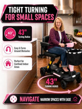 Load image into Gallery viewer, Ecomobi Light Weight Mobility Scooter for Seniors &amp; Adults, 12–30 Mile Range, Foldable Airline Approved Portable 4 Wheel Motorized Scooter with Removable Lithium Battery, 300 lb Capacity, MS02F Pink
