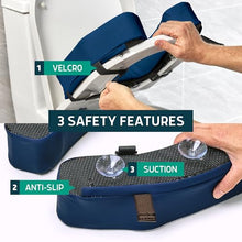 Load image into Gallery viewer, Lunderg Padded Toilet Seat Riser for Seniors - Adds 2 inches. Universal Fit - FIRM Raised Toilet Seat Cushion with High-Density Foam for Enhanced Comfort &amp; Elevation. Post-Surgery Must have (Blue)
