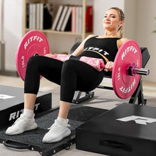 Load image into Gallery viewer, RitFit Barbell Weight Set - 4/6FT Olympic Barbell with Weight Plates (55-115LB Total) - 4FT Pink Bar with 85LB Plates
