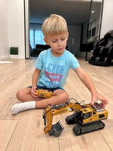 Load image into Gallery viewer, KIDMARKT Remote Control Excavator Toy for Boys | 11-Channel Metal Construction Truck with Lights
