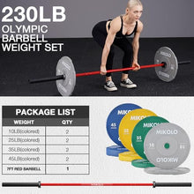 Load image into Gallery viewer, Mikolo 7ft Olympic Barbell, Barbell for Weightlifting and Powerlifting 45lb, - (combo 1)
