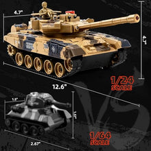 Load image into Gallery viewer, 1/24 Remote Control Tank, 2.4Ghz Russian T-90 RC Tank &amp; 330° Turret Rotation
