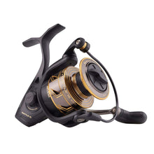 Load image into Gallery viewer, PENN Battle III Spinning Inshore Fishing Reel, HT-100 Front Drag, max of 15lb | 6.8kg, Made with Sturdy All-Aluminum Composition for Durability, 4000, black gold
