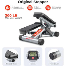 Load image into Gallery viewer, Sunny Health &amp; Fitness Mini Steppers for Exercise at Home, Stair Step Workout Machine with Resistance Bands, Full Body Cardio Equipment with Digital Monitor - No. 012 -S
