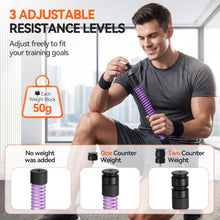 Load image into Gallery viewer, LunaHush Weighted Cordless Ropeless Battle Ropes for Home Gym, 3 Adjustable Resistance, Heavy Duty Strength Training Equipment for HIIT, Full Body Workout, Men &amp; Women, Purple
