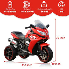 Load image into Gallery viewer, 12V Kids Ride On Motorcycle - 3-Wheel Electric Motorcycle for Boys &amp; Girls with LED Lights
