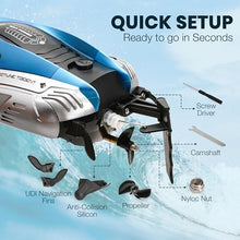 Load image into Gallery viewer, RC Boat for Adults &amp; Kids, Metallic Blue, 2.4GHz Remote Control Racing Boat
