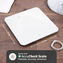 Load image into Gallery viewer, Greater Goods AccuCheck Digital Scale for Body Weight - Accurate Digital Bathroom Scale with High-Precision Sensors, Large Easy-to-Read Backlit Display, 400 lb Capacity, Auto Step-On (White)
