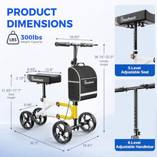 Load image into Gallery viewer, BlessReach Economy Knee Scooter Steerable Knee Walker for Foot Injuries Compact Crutch Alternative with Dual Braking System (Yellow)

