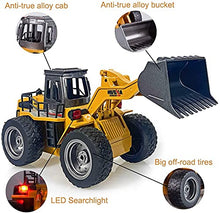 Load image into Gallery viewer, Remote Control Bulldozer Toy Truck, 1/18 Scale RC Metal Rc Front Loader 4WD Construction Vehicles for Boys Girls Kids
