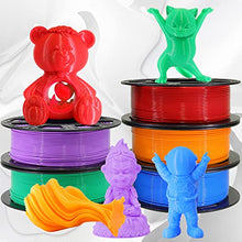 Load image into Gallery viewer, DO3D 1.75mm 5 Spools 5 Popular Colors PLA 3D Printer Filament in 1 Bundle, Red/Purple/Green/Blue/Orange, Each Spool 0.25kg, Total 1.25kg PLA 3D Printing Material, 250g x 5 Spools
