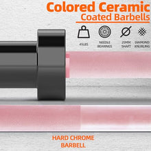 Load image into Gallery viewer, Fitvids 7ft Olympic Barbell 45LBS for Weightlifting and Powerlifting, 2 Inch Strength Training Bar - Pink

