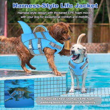 Load image into Gallery viewer, Dogcheer Dog Harness-Style Life Jacket Shark, Reflective Dog Life Vest for Swimming Boating, Adjustable Puppy Swim Vest, Pet Floating Device for Small Medium Large Dogs - Blue, XL
