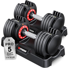 Load image into Gallery viewer, Rendpas Adjustable Dumbbells of 2, 1-Sec Weights Dumbbells Set, 5 in 2 Free Adjustable with Anti-Slip Texture Handle, Weight Set For Home Gym Suit both Men and Women
