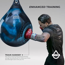 Load image into Gallery viewer, Aqua Training 190 lb. Punching Bag, 21" Water Filled Teardrop Shape for Boxers of All Skill Levels, Vinyl Construction, Ceiling Mount or Stand Compatible, UV Resistant, Bad Boy Blue – 2020136388
