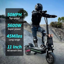 Load image into Gallery viewer, Electric Scooter for Adults Peak 5600W Dual Motor Up to 50MPH,Battery Range to 45Miles Fast Sports Escooter 11&quot; Off Road Tires 800lbs Max
