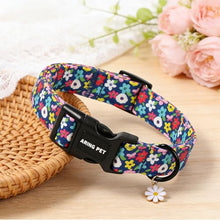 Load image into Gallery viewer, ARING PET Girl Dog Collar, Cute Spring Summer Blue Daisy Floral Pet Collars for Puppy Small Medium Large Female Girly Dogs-XL, for Daily Outdoor Walking Training
