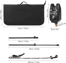 Load image into Gallery viewer, LSOSVSEU Fishing Bite Alarm &amp; Bankstick Set - Includes 3 LED Alarms, 3 Swinger Indicators, 3 Telescopic Rod Holders &amp; Waterproof Carry Bag for Carp Fishing Gear
