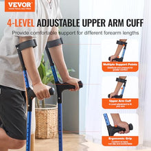 Load image into Gallery viewer, VEVOR Forearm Crutches for Adults, 11-Level Height Adjustable Walking Crutches with 4-Level Upper Cuff,  1 Pair (350LBS)
