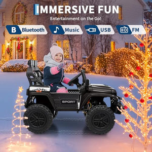 24V Ride On Toys for Big Kids, Extend Car Body, 2 Seater Ride On Toys with Remote Control, Black