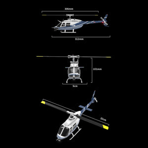 C138 Remote Control Helicopter, Bell206 Helicopter 2.4GHz 4CH Single Propeller Aileron RC Aircraft One Click Roll Takeoff