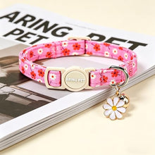 Load image into Gallery viewer, ARING PET 2 Pack Cat Collars with Bell, Cute Soft Cotton Kitten Kitty Breakaway Spring Summer Cat Collars for Boy Girl Cats-Pink &amp; Purple Floral
