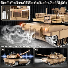 Load image into Gallery viewer, Supdex 1/16 RC Tank, Heng Long US M1A2 Abrams Army Toy with Smoke, Sound and Lights, Remote Control Tank That Shoots
