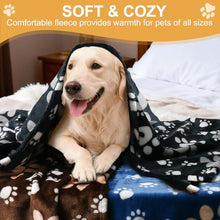 Load image into Gallery viewer, Gowyeg Premium Dog Blankets for Large Dogs &amp; Cat Flannel Blanket Washable, Soft Pet Throw Cover for Kennel Crate Bed, Cute Paw Pattern, 41x31 inch,Blue/Black/Brow
