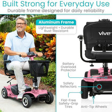 Load image into Gallery viewer, Vive 4 Wheel Mobility Scooter - Electric Powered Wheelchair Device - Compact Heavy Duty Mobile for Travel, Adults, Elderly - Long Range Power Extended Battery with Charger Included (Limited Edition)
