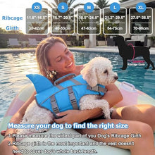 Load image into Gallery viewer, Dogcheer Dog Harness-Style Life Jacket Shark, Reflective Dog Life Vest for Swimming Boating, Adjustable Puppy Swim Vest, Pet Floating Device for Small Medium Large Dogs - Blue, M
