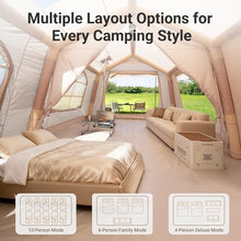 Load image into Gallery viewer, ABORON 10-12 Person Inflatable Camping Tent, 2-Room Glamping Tent with Pump
