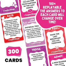 Load image into Gallery viewer, Couples Bingo Date Night Game for Couples – Romantic &amp; Meaningful Card Game with Promps, Questions &amp; Challenges | Fun Relationship Game for Dates, Different Gameplay Everytime, 2 Players
